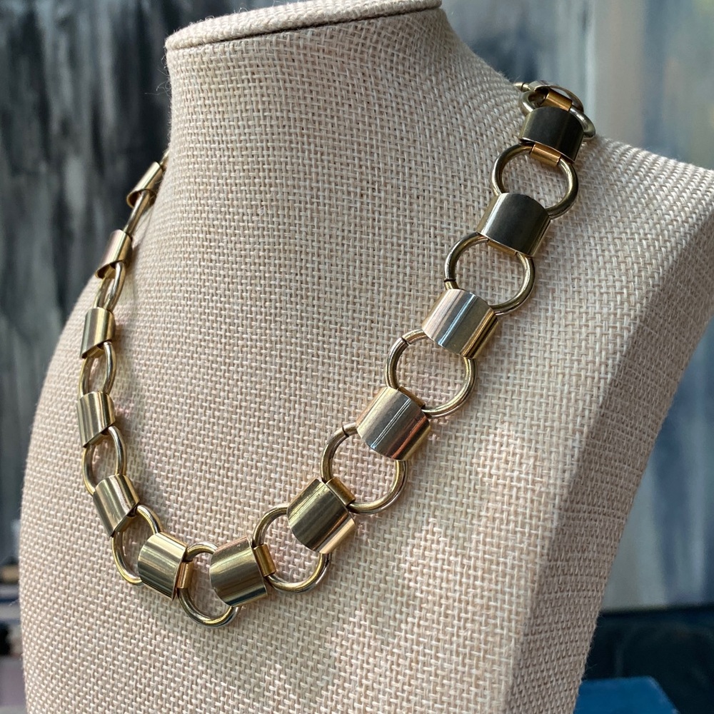 VTG Donald Stannard Gold Tone Link Necklace Signed Rare - Picture 3 of 8